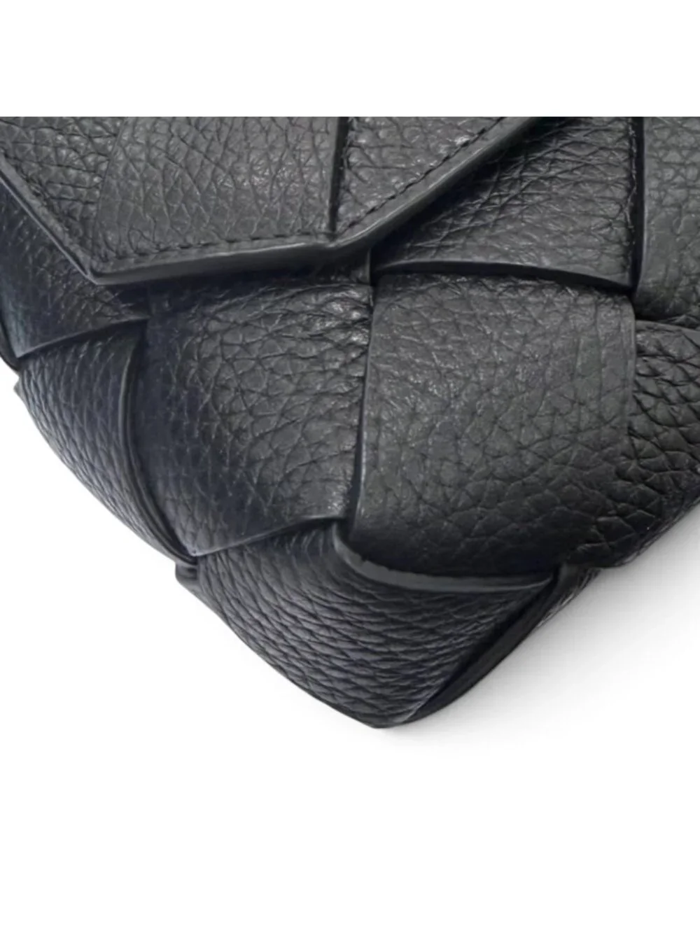 Bottega Veneta Diago Gray Leather Intrecciato Shoulder Bag Black